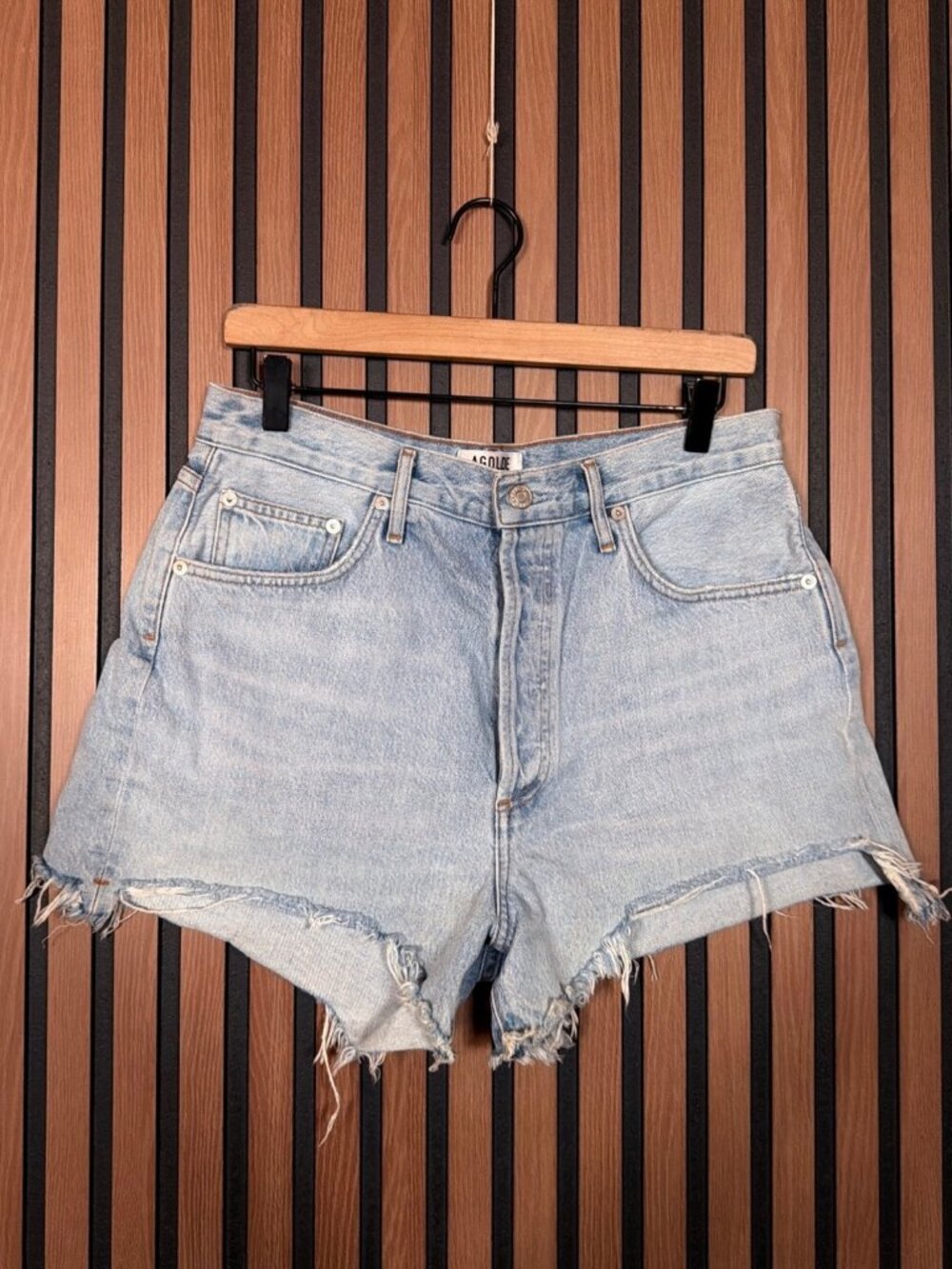 Agolde Jean Shorts 31 Womens Blue Light Wash Denim Button Fly 100% Cotton